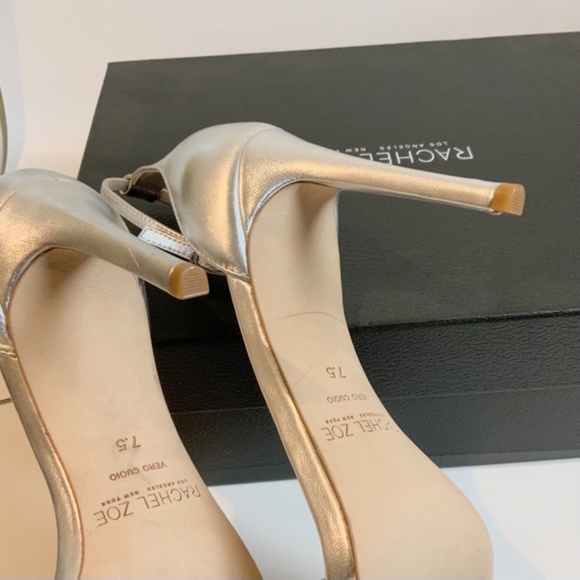 Rachel Zoe Ashton Silver Leather Stiletto Heel Pumps Ankle Strap open toe Sandal - Picture 6 of 16